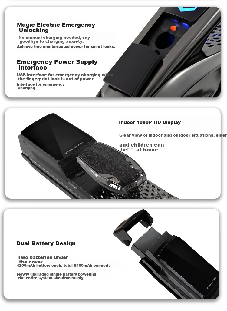 ALPHA AURORA Smart Door Lock P14 Navigator Edition Three-Camera Palm Vein Face Fingerprint Recognition Password Lock with Free On-Site Installation 16