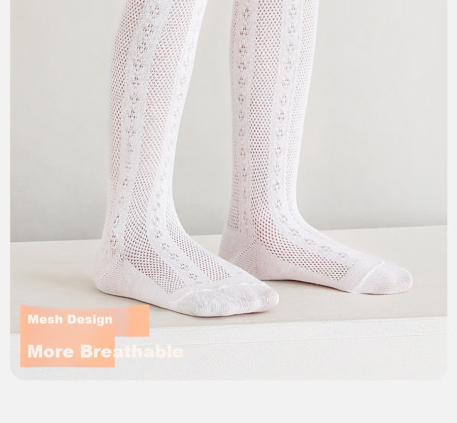 Bingxue Kapok Children's Tights Girls Summer Ultra-thin Mesh Dance Socks Pure White Anti-mosquito Stockings Baby Leggings 6