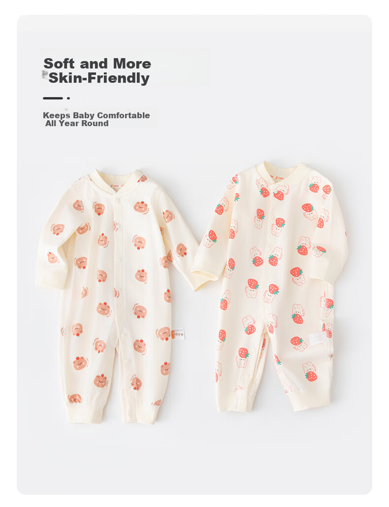 Babyprints Baby Rompers 2-Pack Unisex Cotton Long Sleeve Soft All-Season Bodysuits Rabbit 59 2