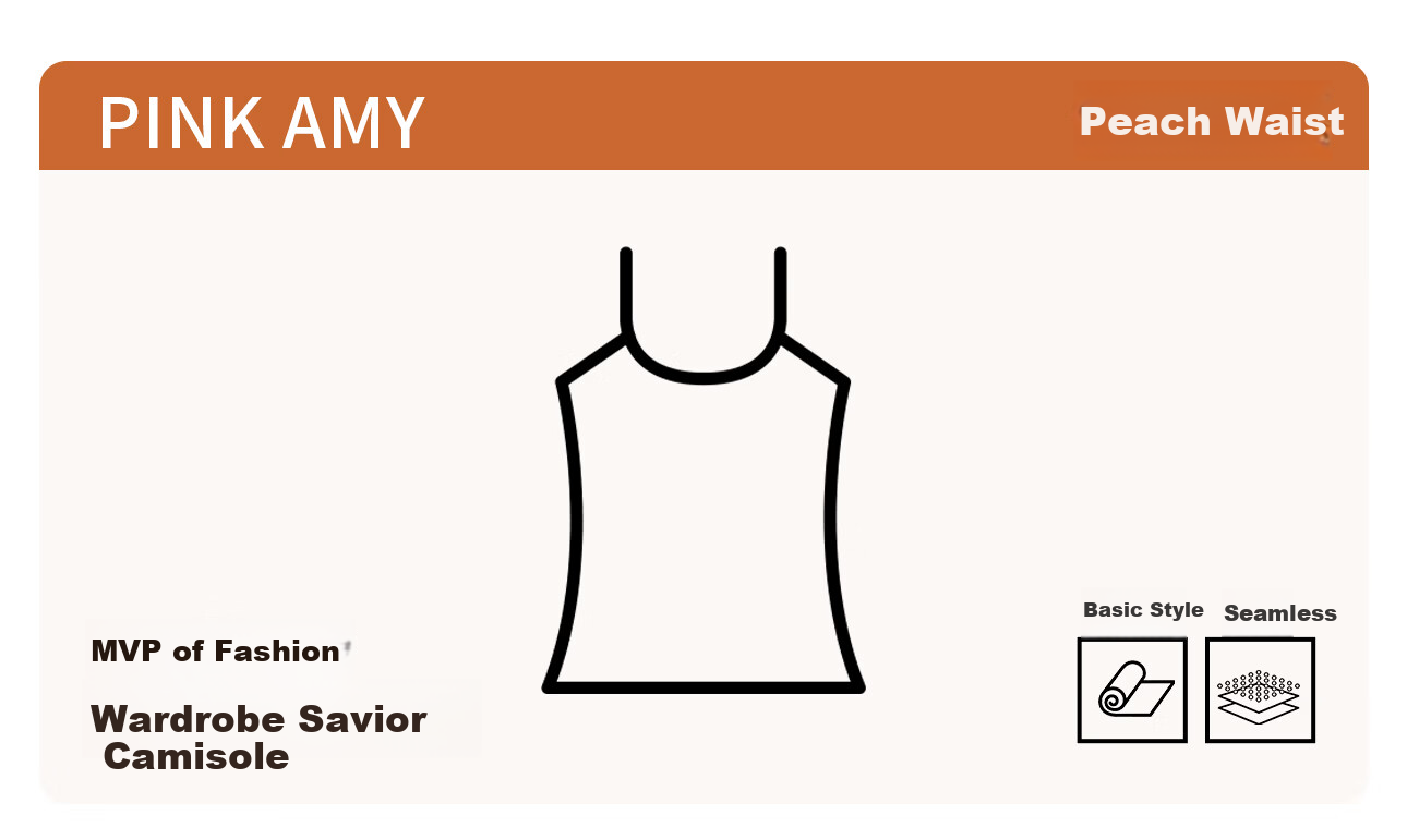 PINK AMY Pinkamy Peach Waist White Camisole Tank Top Women's Innerwear Basic Shirt 2
