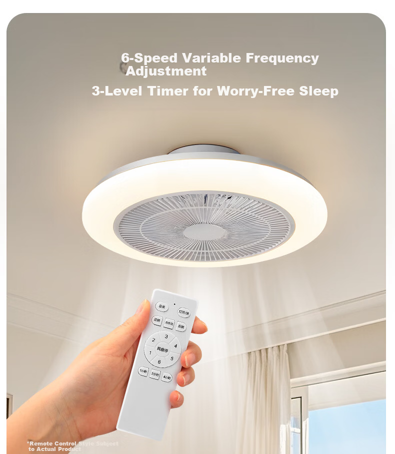 Dell Fan Light Pure Eye Protection Bedroom Invisible Fan LED Ceiling Fan Light Integrated Dining Room Light with Fan Installation Included 12