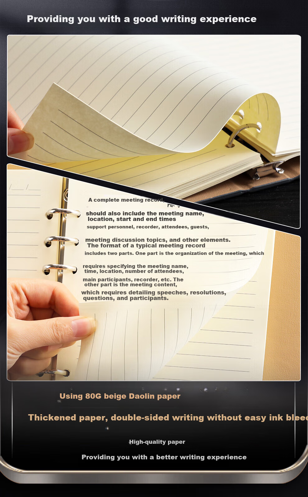 Chaoyou [Best-Selling Online], Loose-Leaf Notebook A5 Brown, 100 Sheets 200 Pages, 6-Ring Binding, Leather Cover, Business Journal, Detachable Diary, Loose-Leaf Book Brown A5 010 7