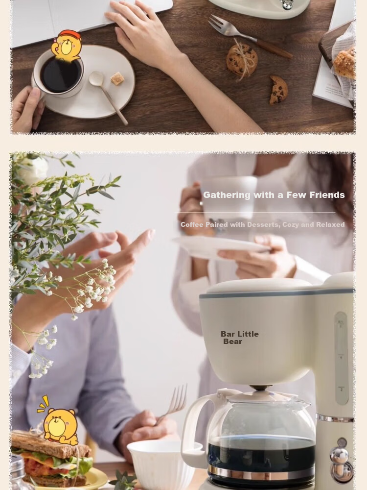 Bear Office Home Small Fresh Brew Coffee Maker Adjustable Strength Drip-Proof Continuous Heating Multi-Function Coffee Machine KFJ-A06N2 [Coffee and Tea Dual Use] 8
