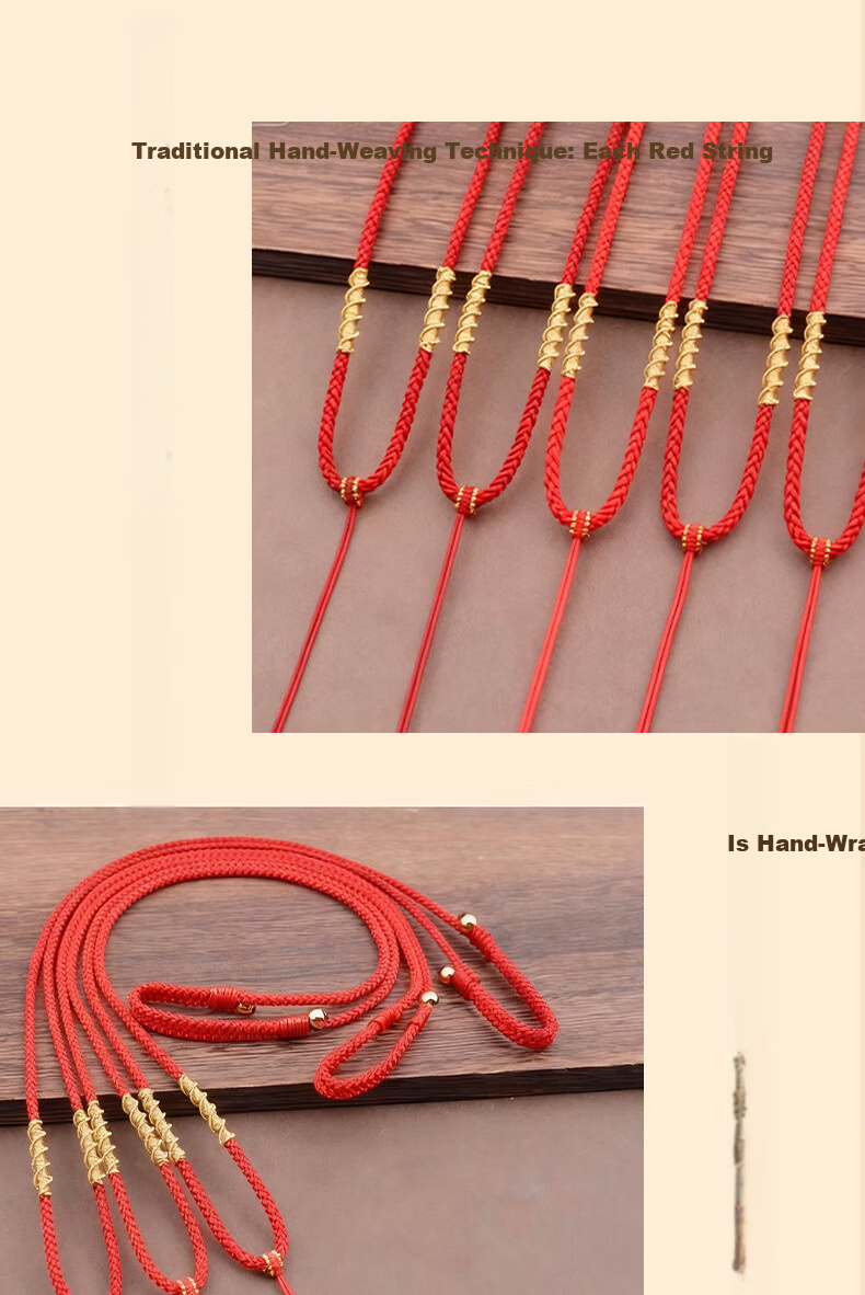 Emei Mountain Crystal Agate Pendant Handwoven Red and Gold Cord Personalized Minimalist Braided Accessories 4