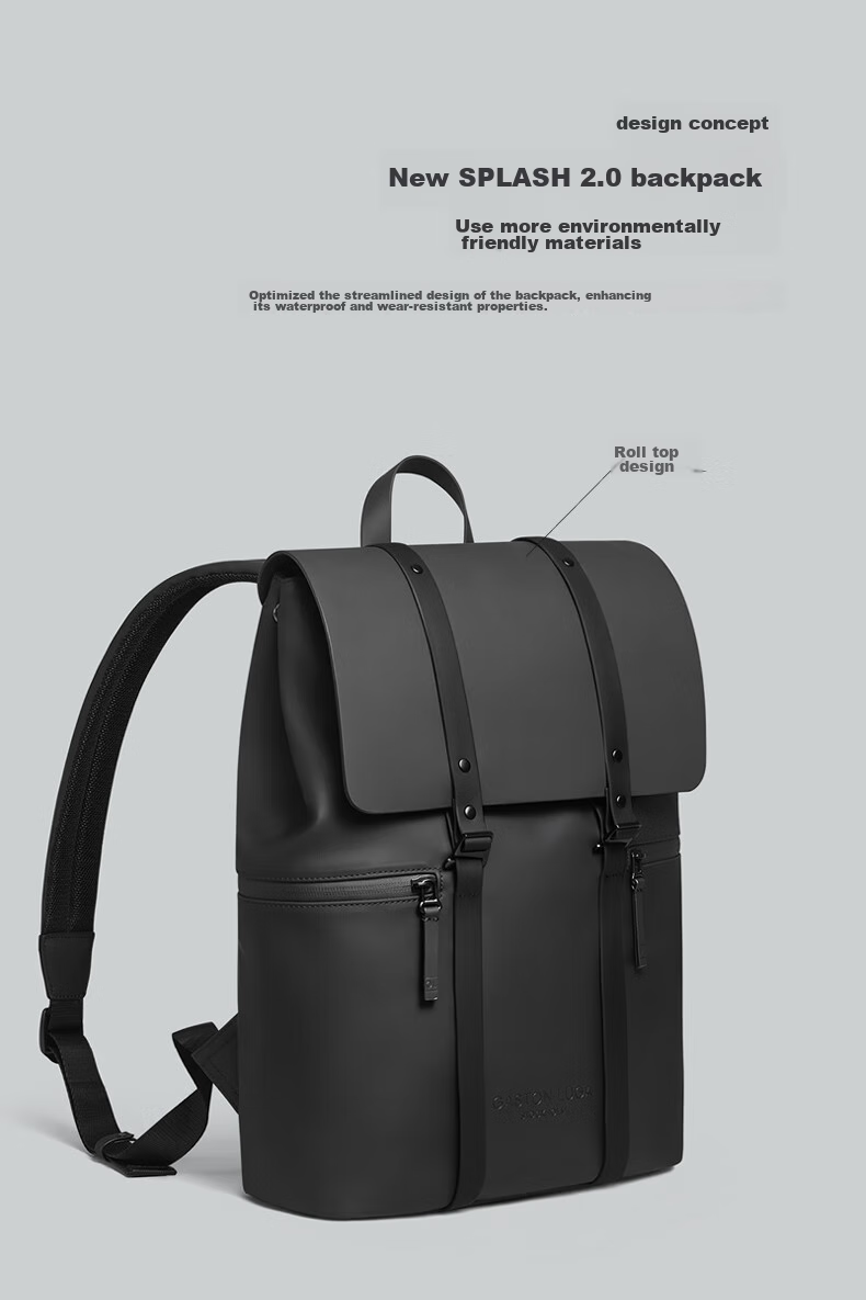 GASTON LUGA Laptop Backpack, 13-Inch Large Capacity Schoolbag, Men's Travel Backpack, Water-Resistant, Valentine's Day Gift, Elegant Black 3