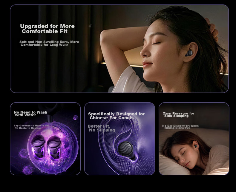 KINYO Double-Layer Noise-Reducing Sleep Earplugs Noise Blocking Sleep Aid Deep Noise Cancellation Silent Pain-Free Side Sleep Dormitory Anti-Snoring Black 10