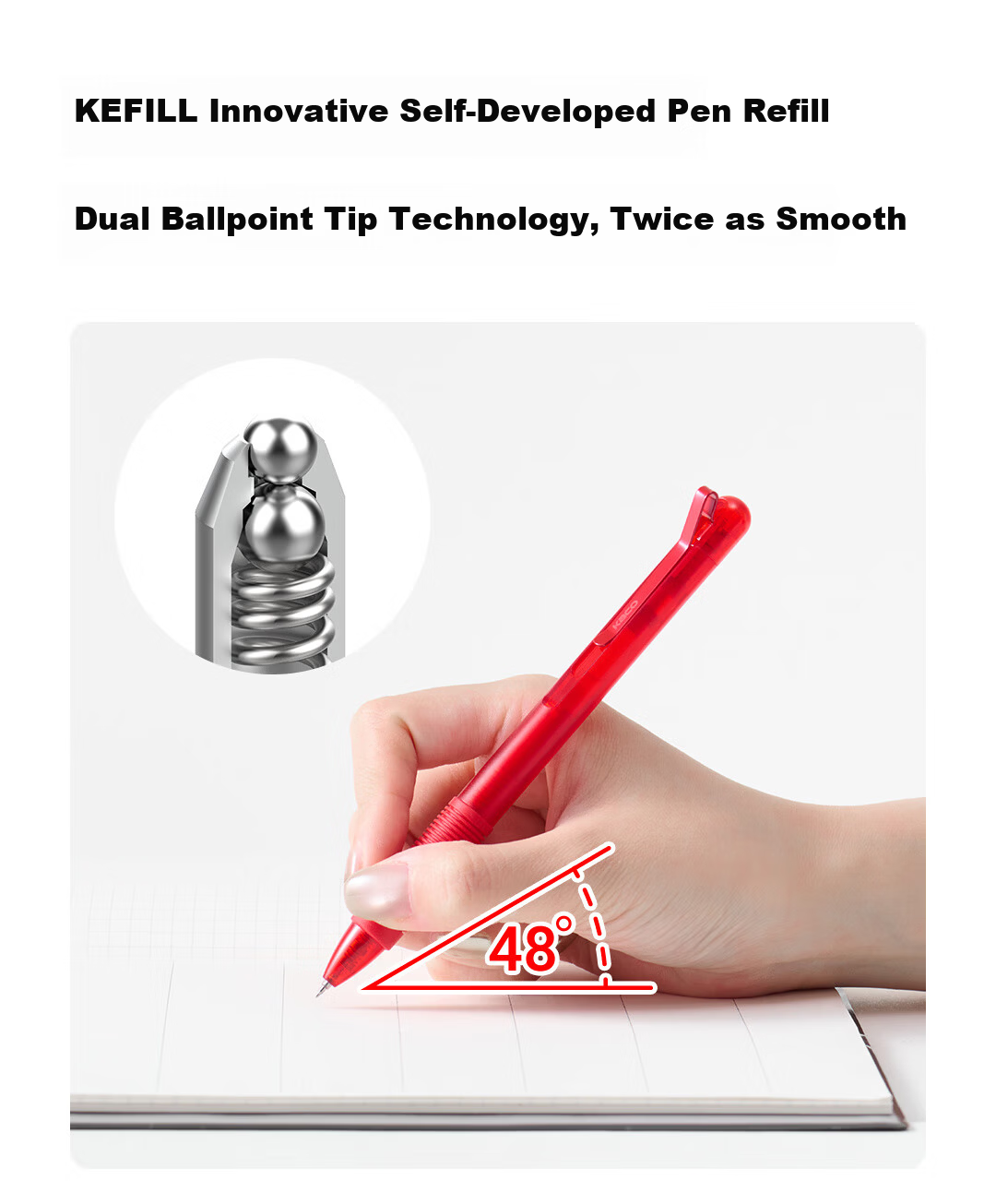 KACO Rechargeable Red Gel Pen 0.5mm Red Click Pen Ins Stylish Teacher Correction Pen Frost White/Red 3-Pack 12