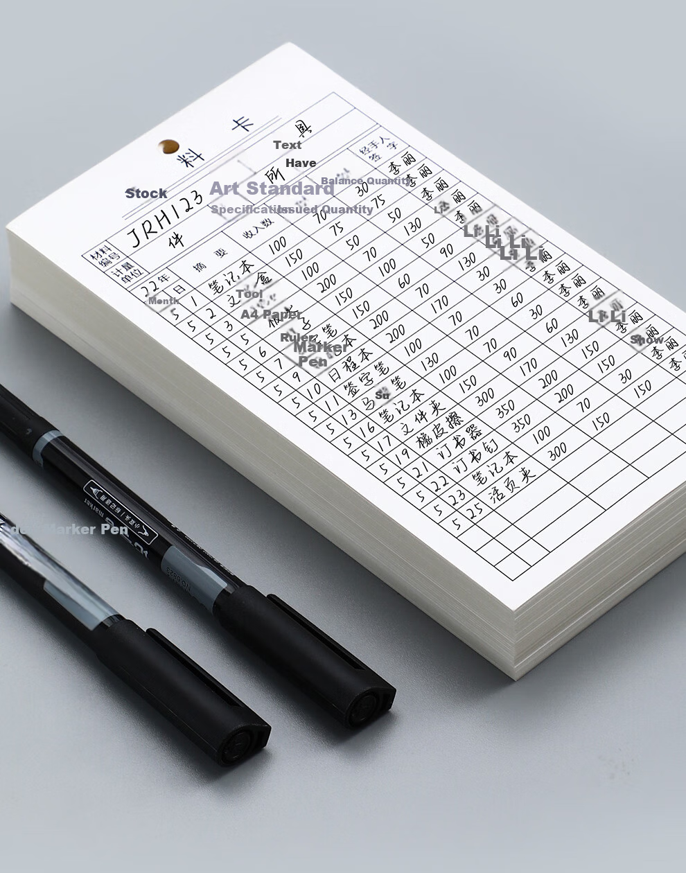 Langjie Double-Sided Printed Inventory Card Warehouse Stock Card Material Storage Card Warehouse Management Record Card In-Out Material Card Customizable 7