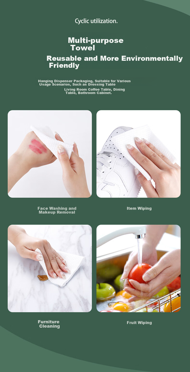 Guyunti Large Thickened Facial Towel 150 Sheets Soft Disposable Face Wipes 20x25CM 12