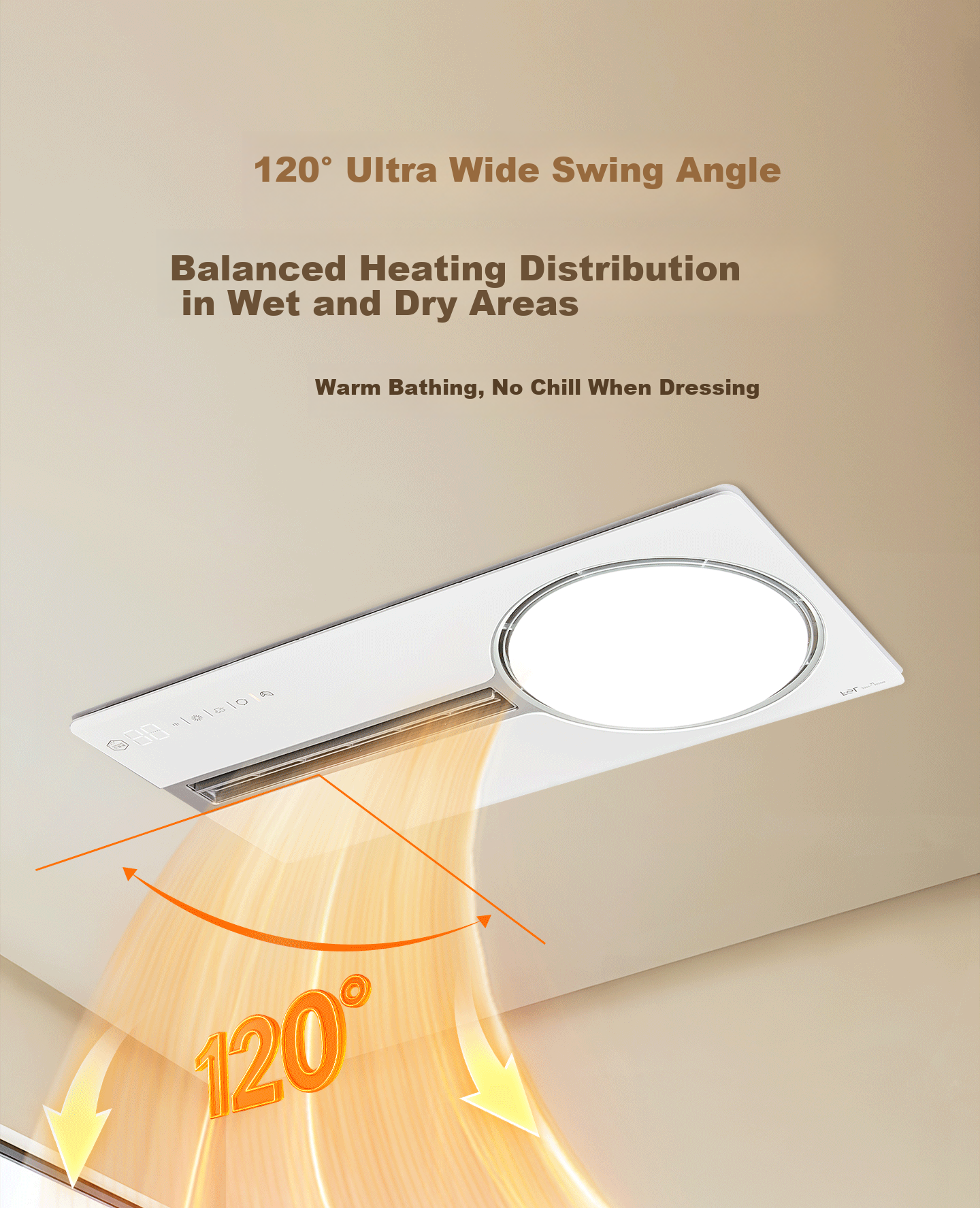 Foshan Lighting Smart Thermostatic Warm Air Bathroom Heater with Lighting and Exhaust, Ring-shaped OH Ion Sterilization, AI Voice Control X1 9
