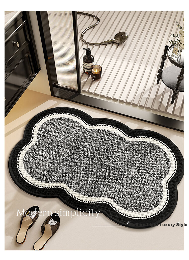 STIMANNI CITY·MANNI New Floral Bathroom Absorbent Mat Luxury Woven Linen Non-Slip Quick-Dry Thickened Floor Mat 7