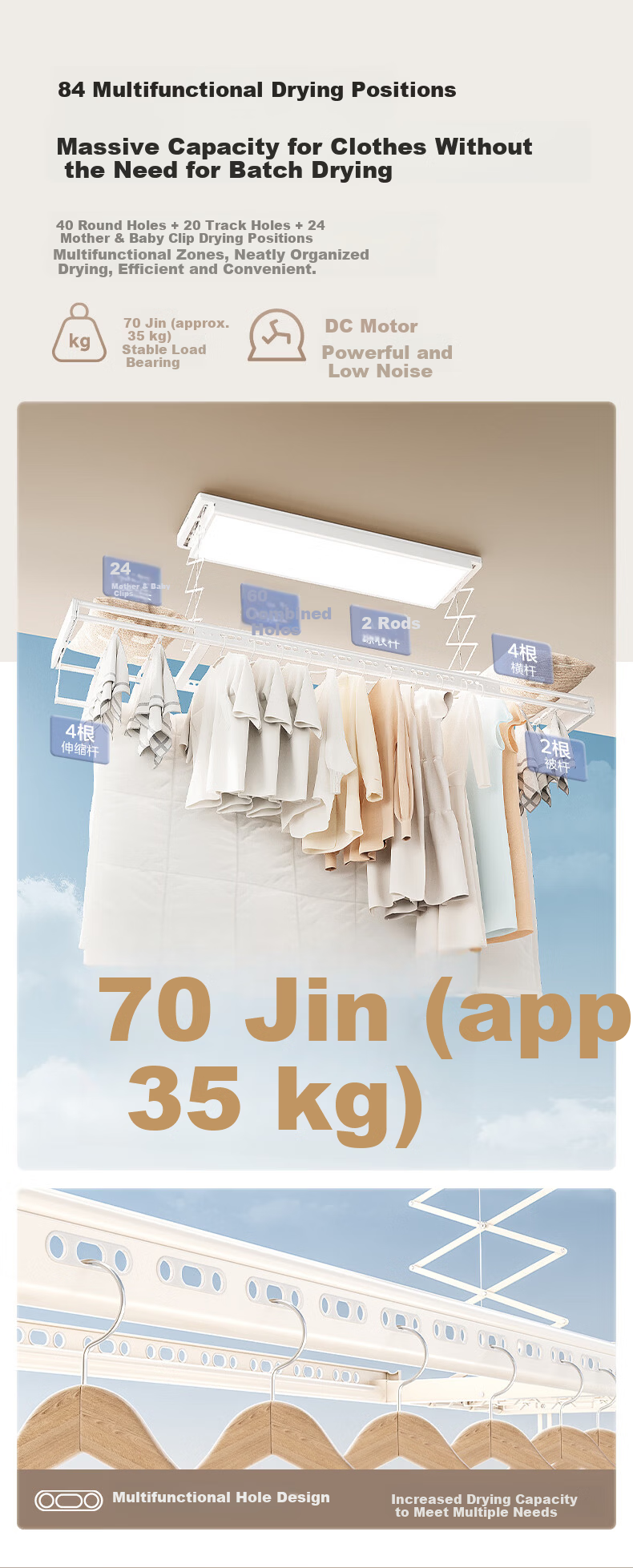 Midea Electric Clothes Drying Rack Smart Voice-Controlled Lift Ultra-Thin Dryer DH01LMAX 6