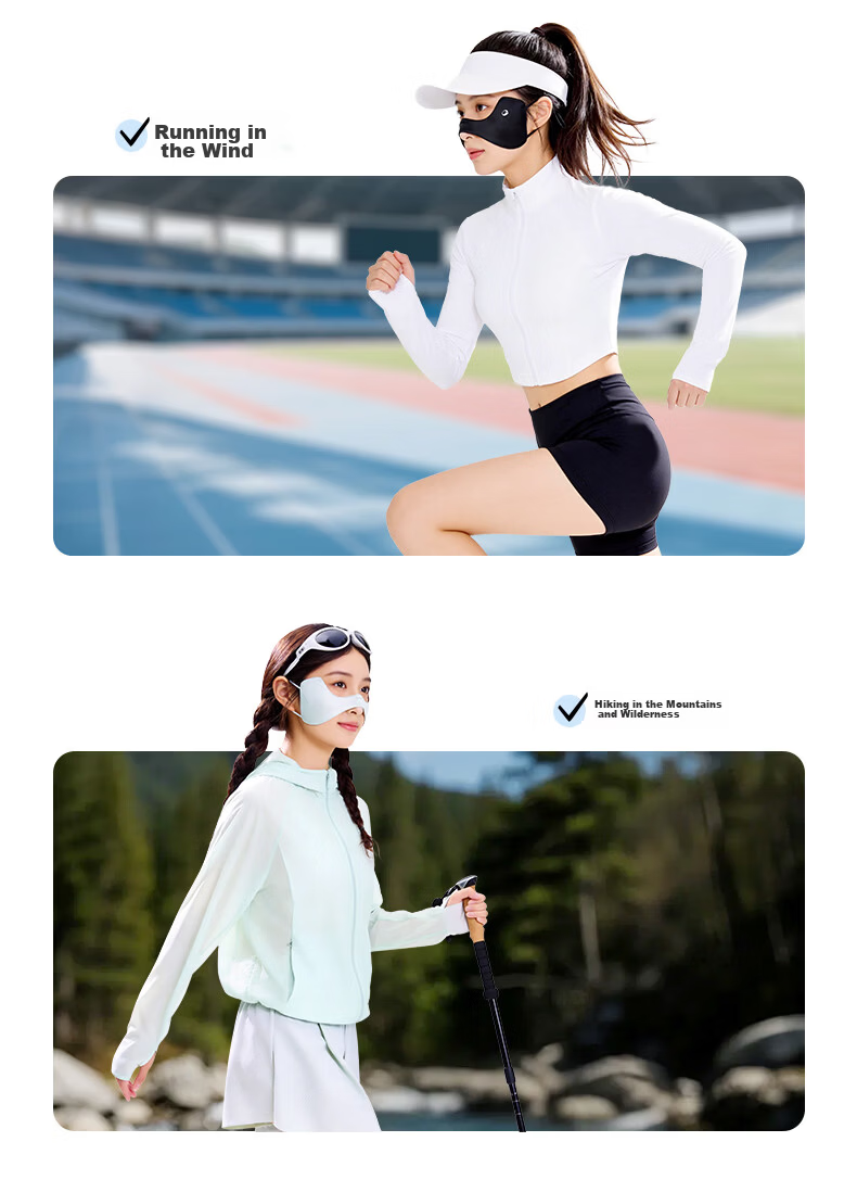 GOLOVEJOY High-Quality 100% Mulberry Silk Sunscreen Face Mask for Running and Golf, Breathable Eye Corner Protection 14