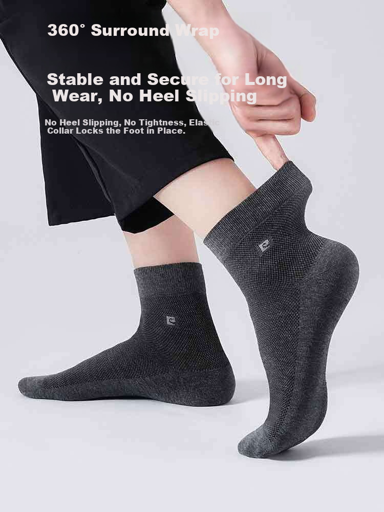 Pierre Cardin Men's Socks 100% Cotton Business Mid-Calf Breathable Sweat-Absorbing Non-Binding Socks Four Seasons 7 Pairs Pack 13