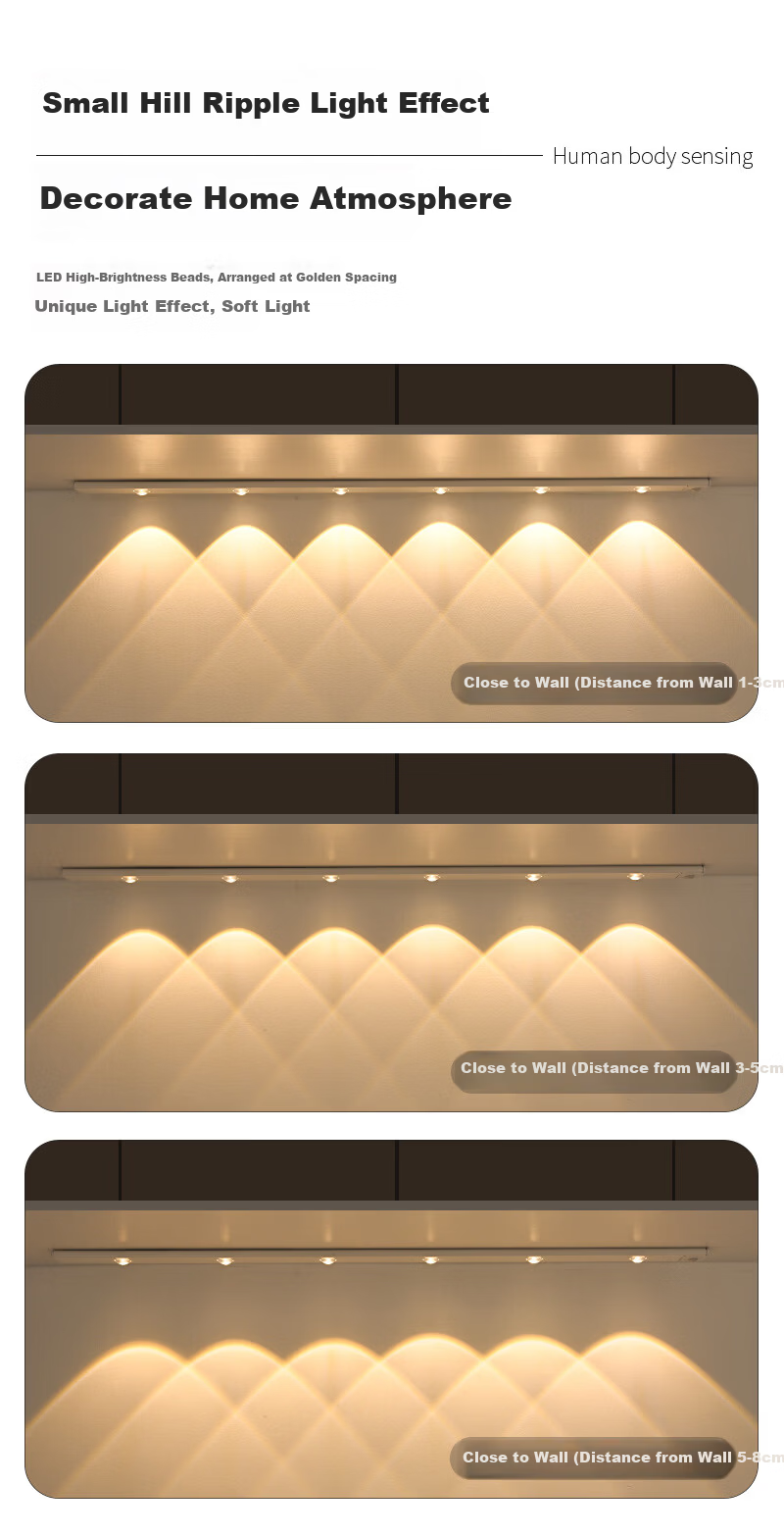 Yuanfang Human Body Sensor LED Rechargeable Wireless Ambient Shoe Cabinet Wardrobe Wine Kitchen Cabinet Light Adhesive Magnetic Work Night Light 40CM 4