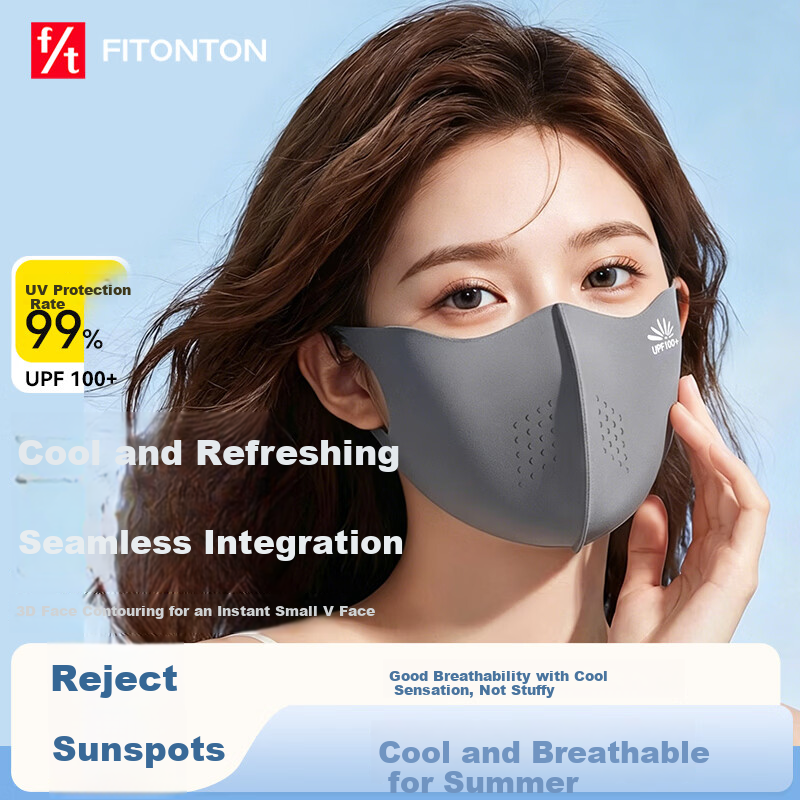 FitonTon UPF100+ Sunscreen Face Mask Ice Silk Outdoor Cycling Sun Protection UV Protection Seamless Women's Summer 3-Pack