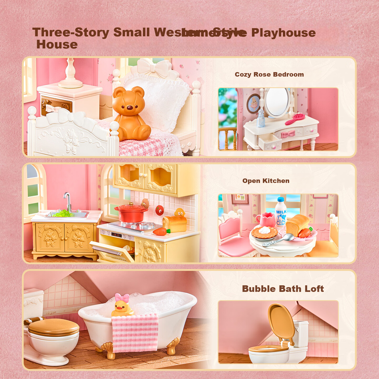 Rolife Hailey Island Rose Mansion Dollhouse Toy for Girls Birthday Children's Day Gift
