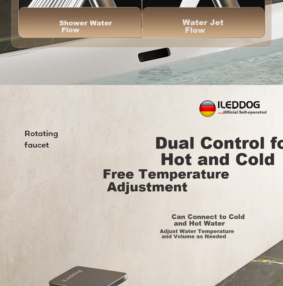 ILeddog [Germany] All-Copper Basin Faucet Bathroom Sink Universal Mechanical Arm Hot and Cold Splash-Proof ZCMLT 18