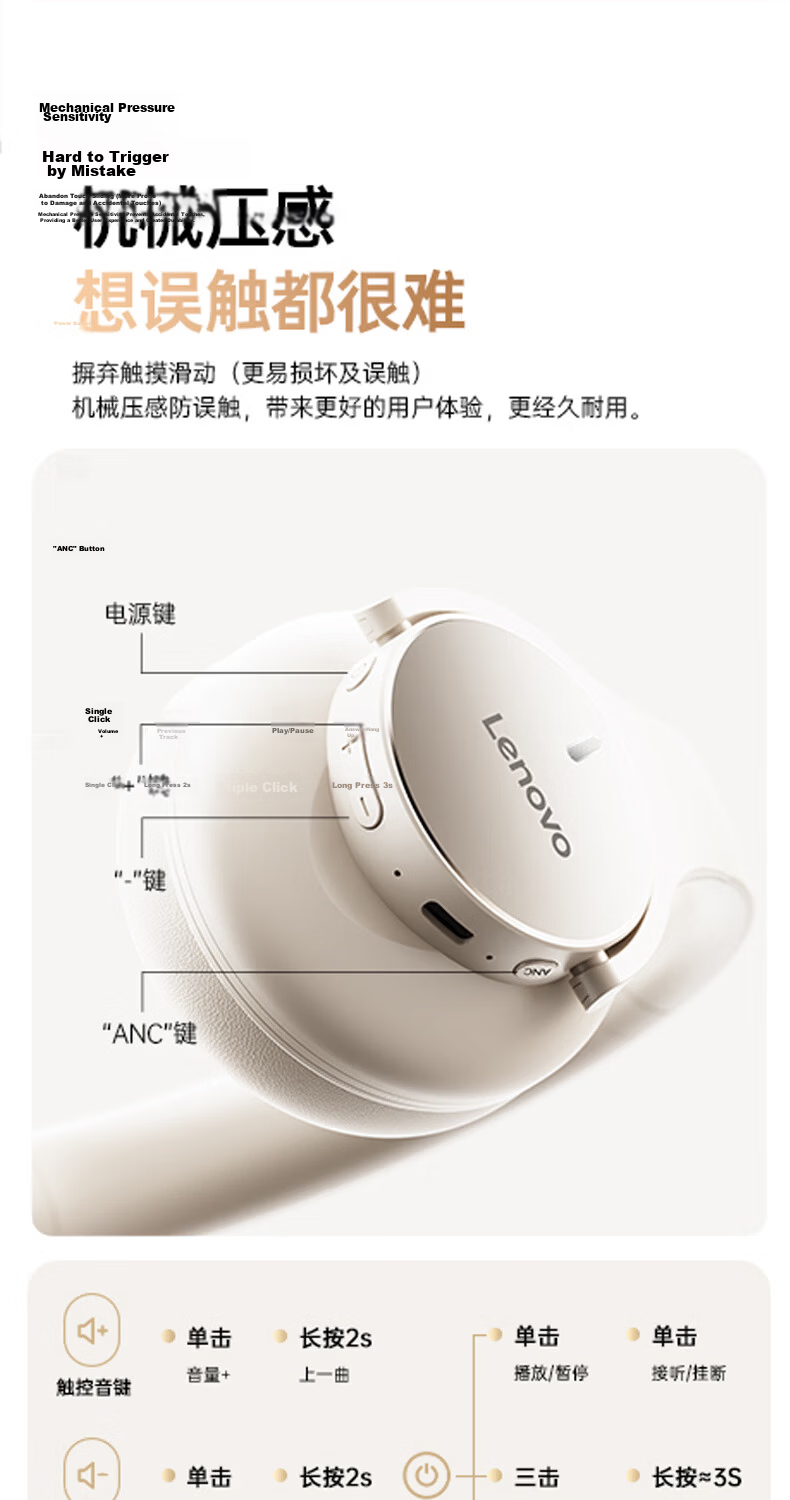 Lenovo Over-Ear Bluetooth Headphones 2026 New Active Noise Cancelling Gaming Headset Ultra-Low Latency HD Sound Sports Music Foldable Wireless Earphones EH150P Black 18