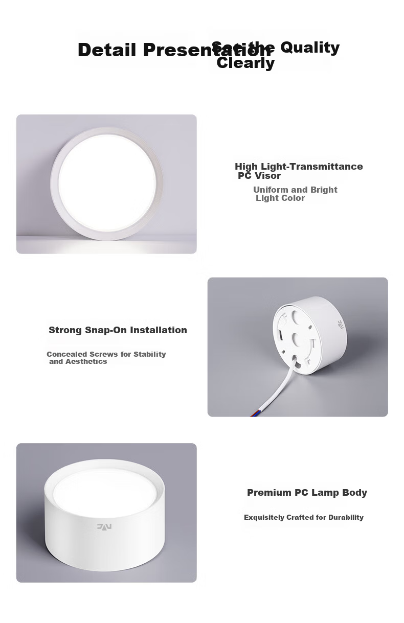 NVC Surface Mounted LED Downlight Round Anti-Glare Fog Corridor Ceiling Spotlight [Surface Mounted] Lingmeng Downlight - White - 15W Cool White 12