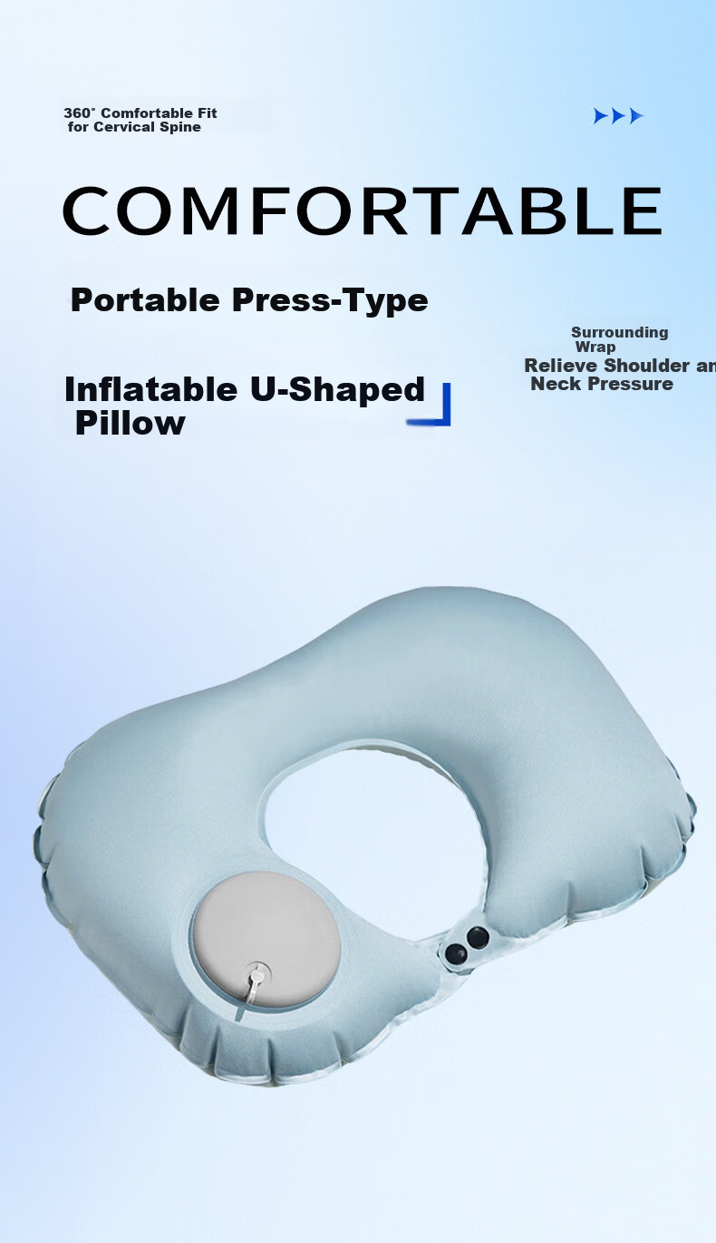 Nanjiren Inflatable U-Shaped Travel Neck Pillow Portable Headrest for Airplane High-Speed Train and Train 1