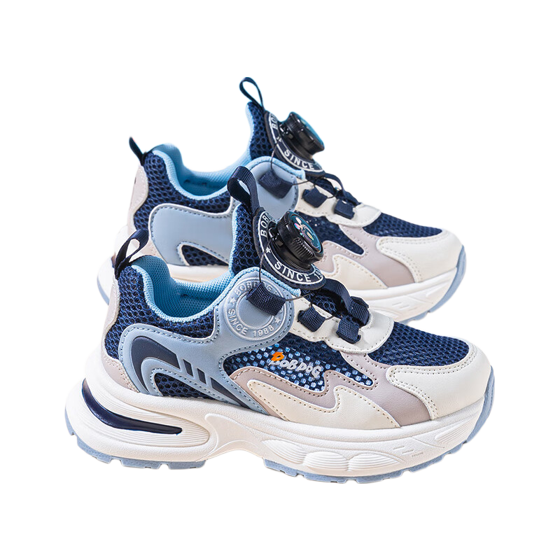 Babu Bean Boys' Summer Single Mesh Breathable Dad Sneakers Children's Sports Shoes 103552146 Navy Blue/Beige Size 36