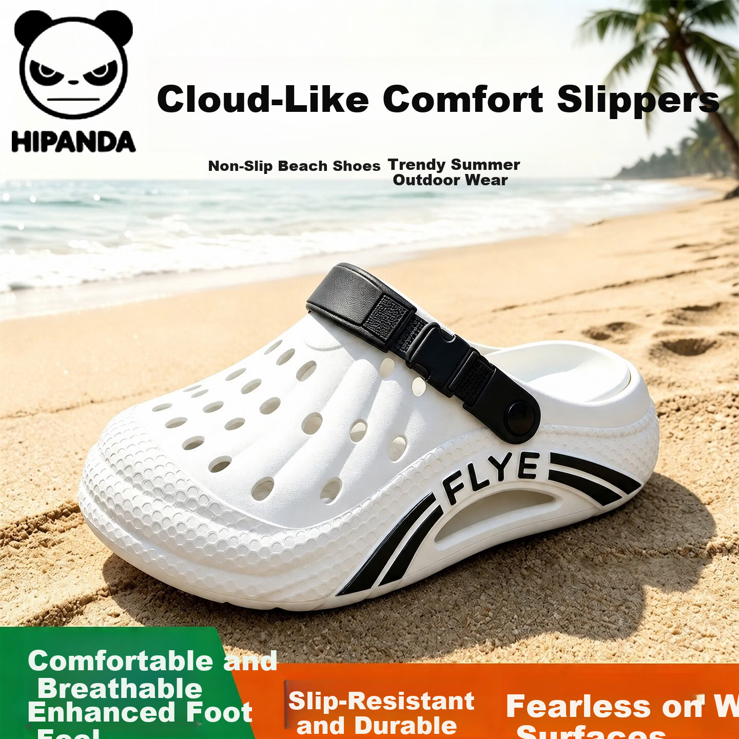HIPANDA Men's Hole Shoes Non-Slip Soft EVA Sole Outdoor Driving Beach Breathable Thick Sole Cushioned Toe Slippers