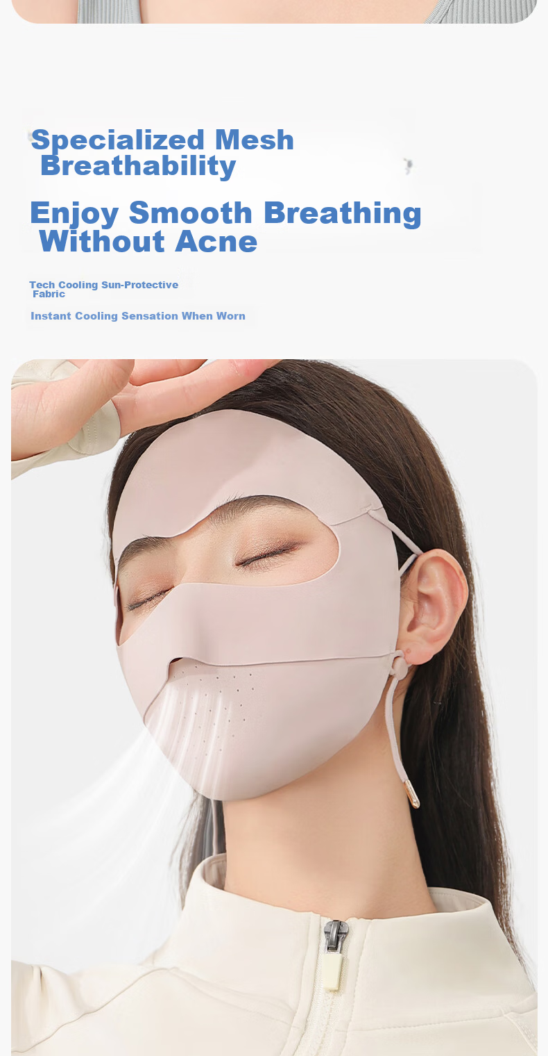Romon Ice Silk Sun Protection Face Mask for Women Breathable UV Protection Ear-Hanging Full Face Cycling Mask 5