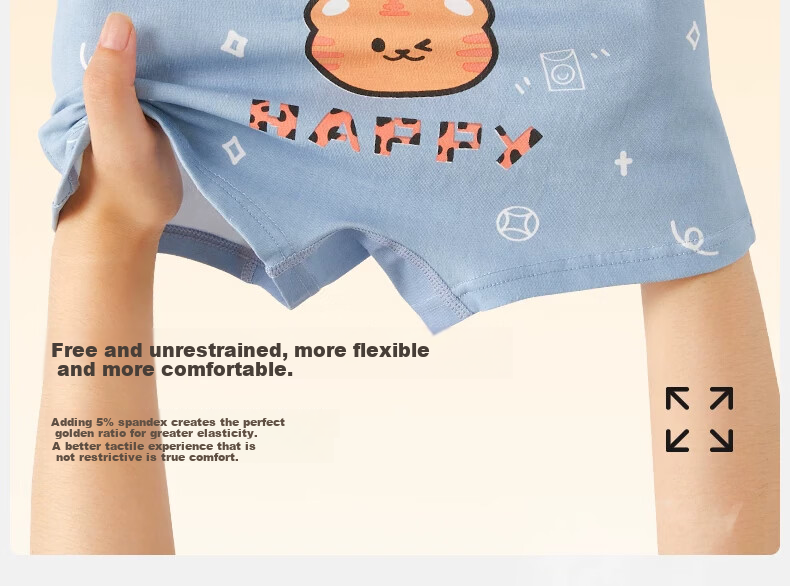 Mianqixiong Boys' Underwear, Children's Pure Cotton Boxer Briefs, Boys' Boxer Shorts, 4 Pairs, No Wedgie, for Older Children, Underpants-B093 16