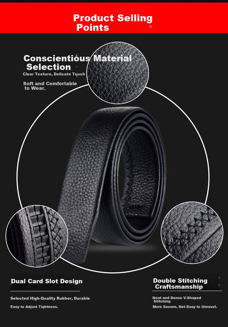JIFANPAUL Paul Headless Men's Automatic Buckle Genuine Leather Business Belt Strap Waistband 3