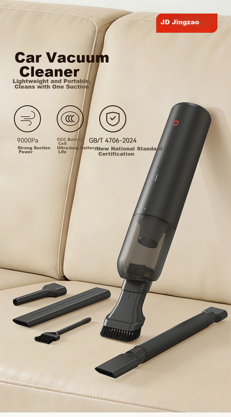 JD Jingzao High-Performance Handheld Wireless Car Vacuum Cleaner 9Kpa Powerful Suction Blower and Vacuum All-in-One Long Battery Life Multi-Purpose Pet Hair Dust Mite Removal Car and Home Accessories 1