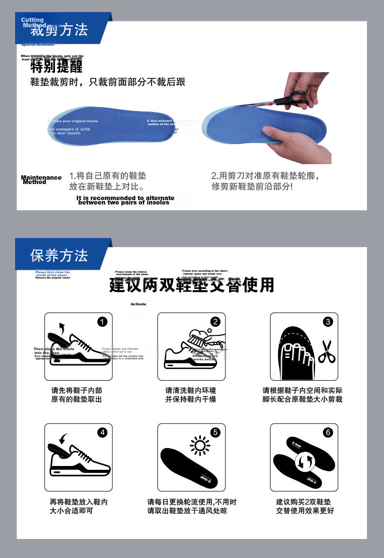 BASF Unisex Cloud-Sense Perforated Insoles Shock Absorption Running Antibacterial Odor-Resistant Sweat-Absorbing Breathable Lightweight Insoles Size 44 12
