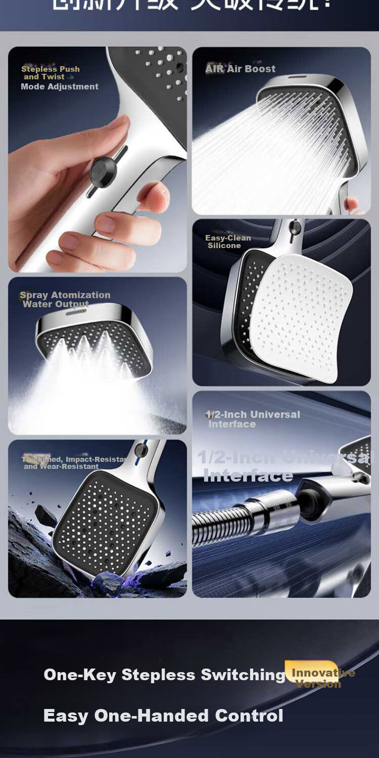 Del 28-Year Brand Pressure-Boosting Multifunctional Large Shower Panel Handheld Shower Head Hose Set for Home 2