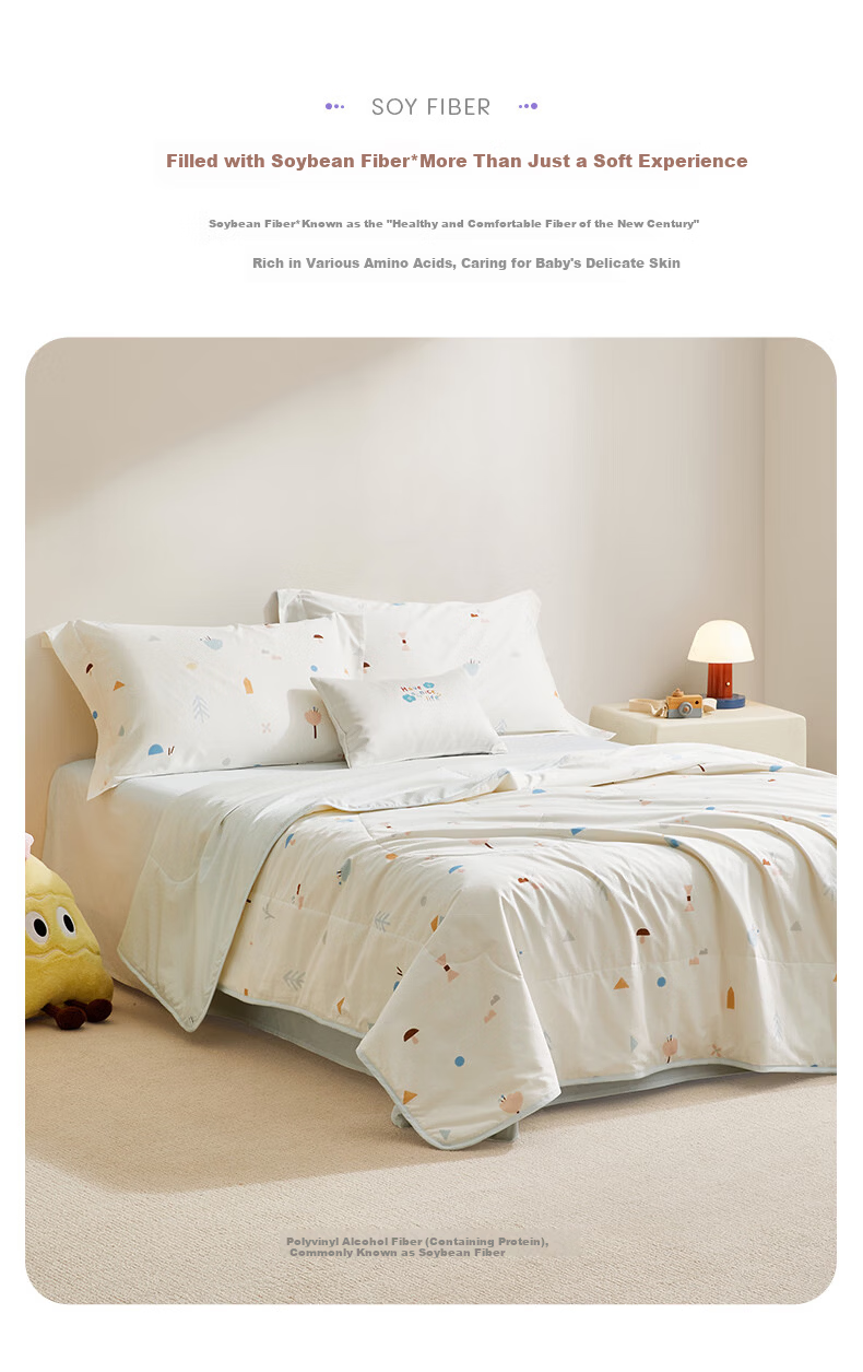 Luolaikids Quilt, 100% Cotton Washable, 50% Soybean Summer Cool Comforter, Class A Antibacterial Pure Cotton Air Conditioning Blanket 4