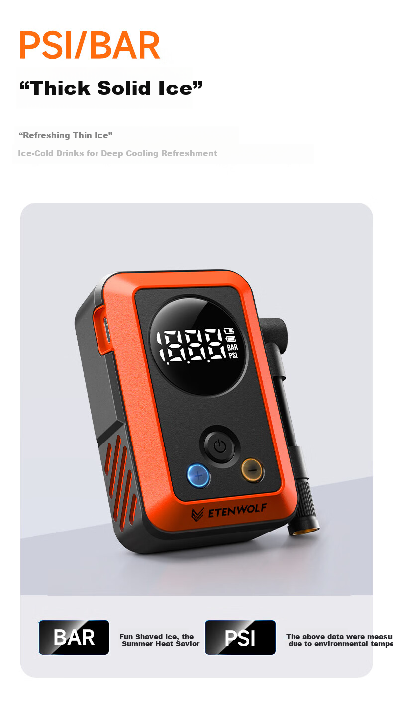 ETENWOLF S0 Road Bike Pump High-Pressure Portable Wireless Bicycle Inflator 8