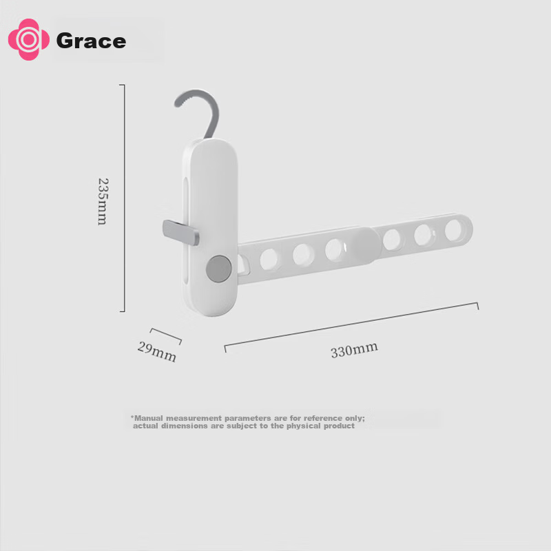Grace Foldable Travel Clothes Drying Rack Hotel Multi-Functional 7-Hole White Hanger