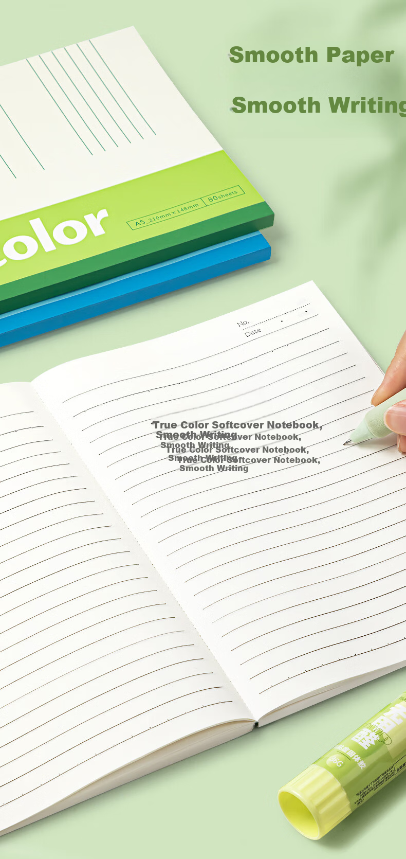 TRUECOLOR A5 50-Sheet Notebook for Students Office Supplies Softcover Journal Diary Exercise Workbook 4-Pack 2389C 4