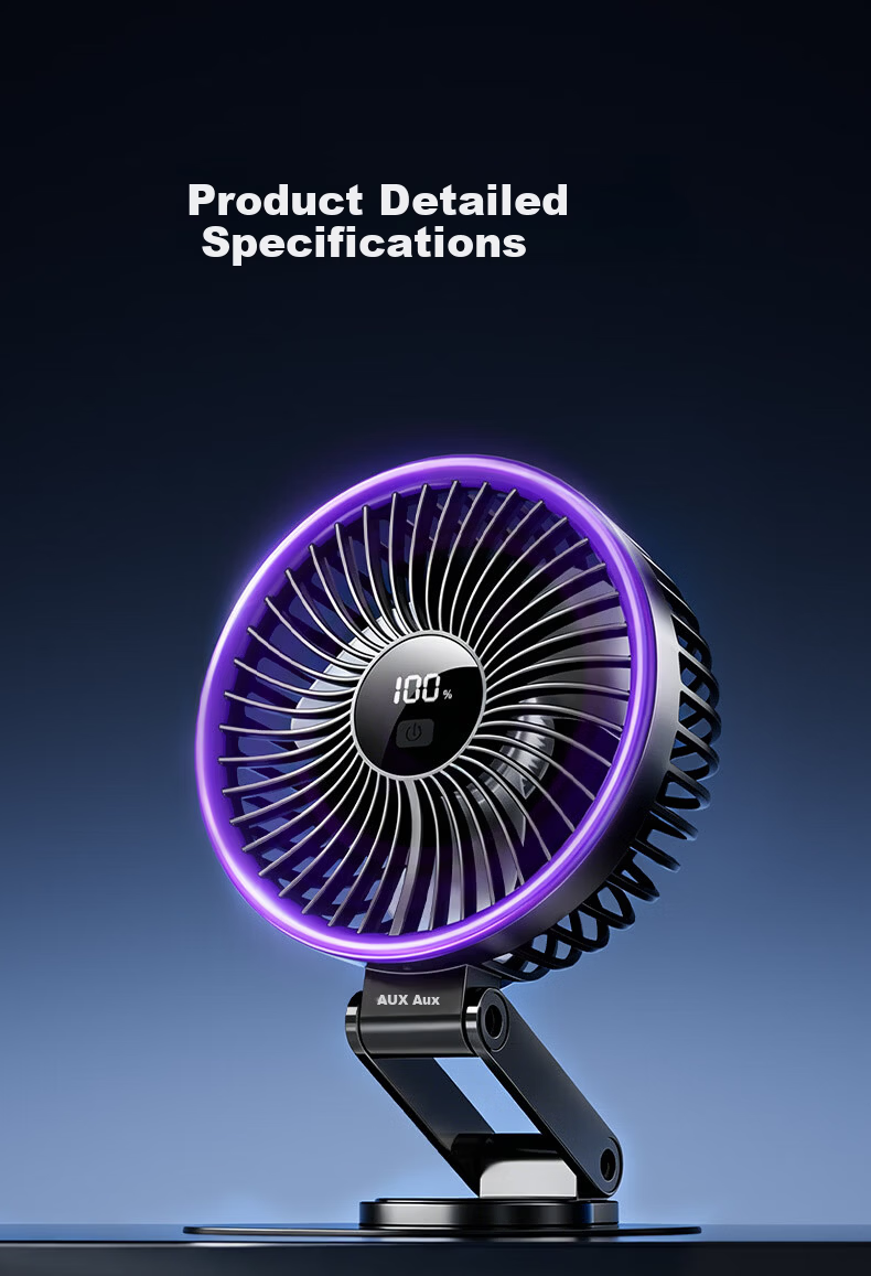AUX Desktop Electric Fan Small Table Fan Dormitory Office Desktop Mini Fan Air Circulation Fan Energy-Saving Home Use 1800mAh 5-Speed Foldable 14