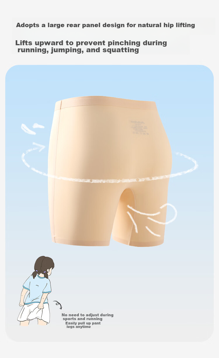 Jiusuiban Kids Cool Silk Safety Shorts Girls Summer Lightweight Ice Silk Anti-Exposure Underwear 10A Antibacterial Leggings 8