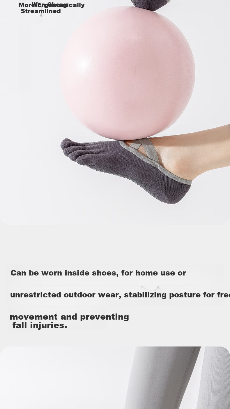 Free Style Five-Toe Yoga Socks for Women Summer Thin Professional Non-Slip Toe Separation Indoor Sports Pilates Dance No-Show Socks 7