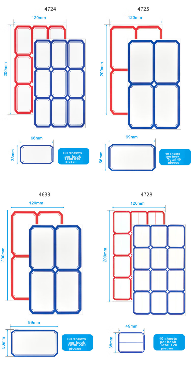 DSB (Disbi) 540pcs 66*38mm Label Paper Stickers Adhesive Notes Easy Tear Sticky Notes Office Memo Marking Stickers 4724R Red 16