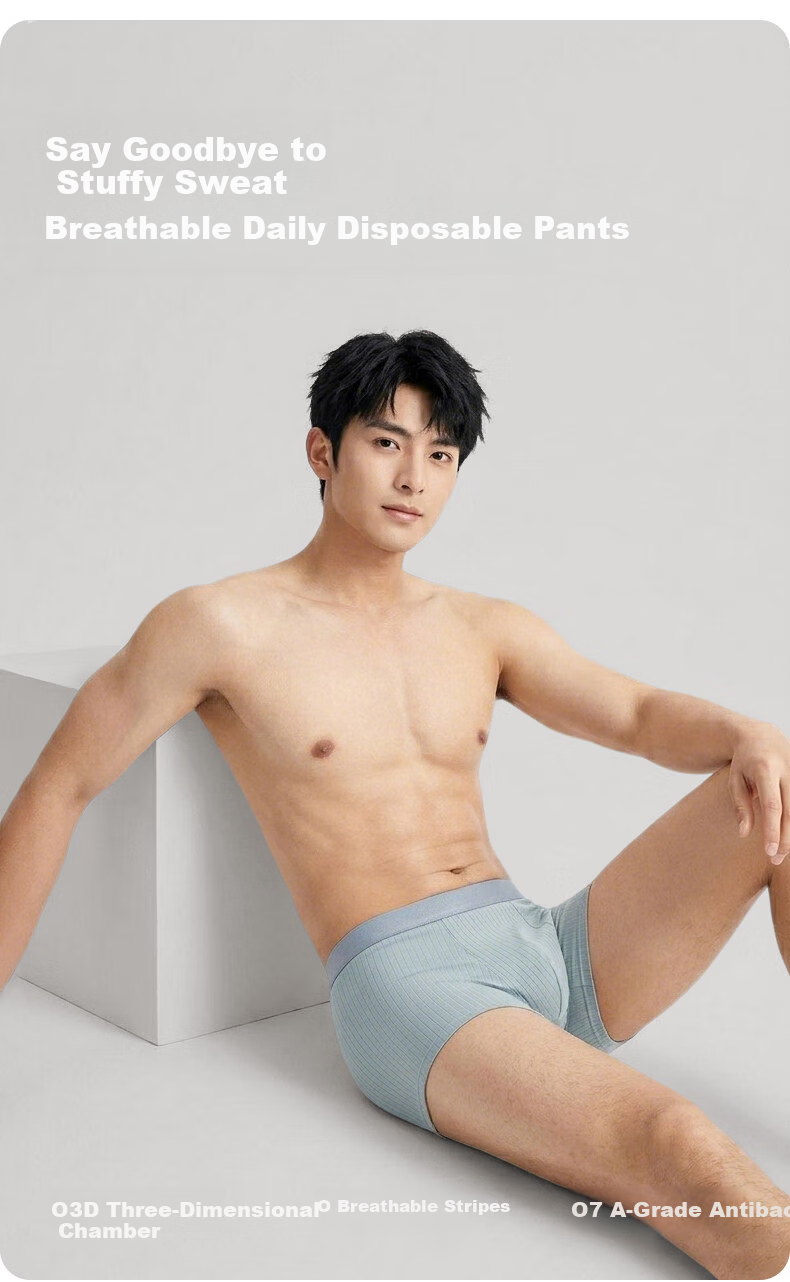 Dr. Chu Pure Cotton Disposable Men's Boxer Briefs Sterilized Wash-Free 5-Pack Travel Daily Use Mixed XL 2