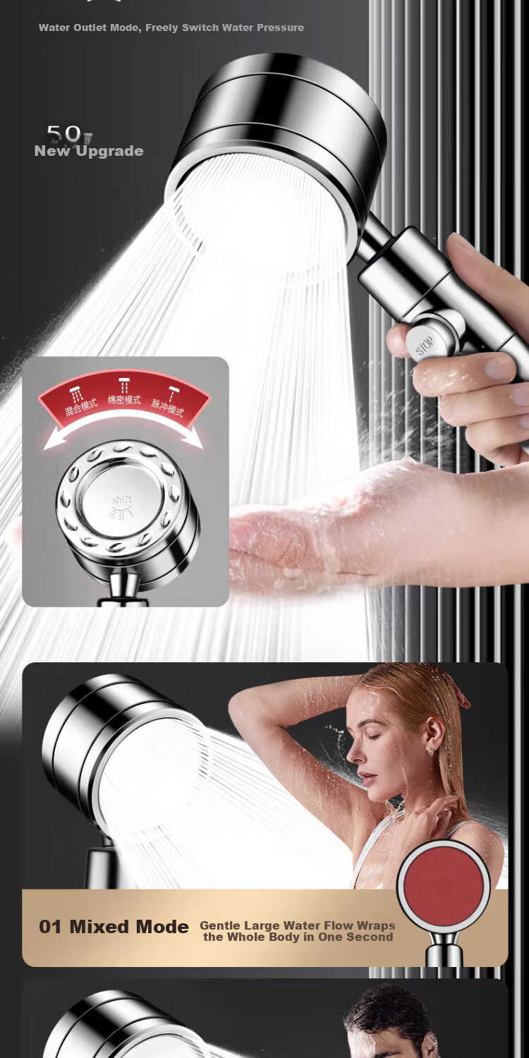 Del 28-Year Brand High-Pressure Shower Head Bathroom Household One-Button Water Stop Handheld Showerhead DJ124 5