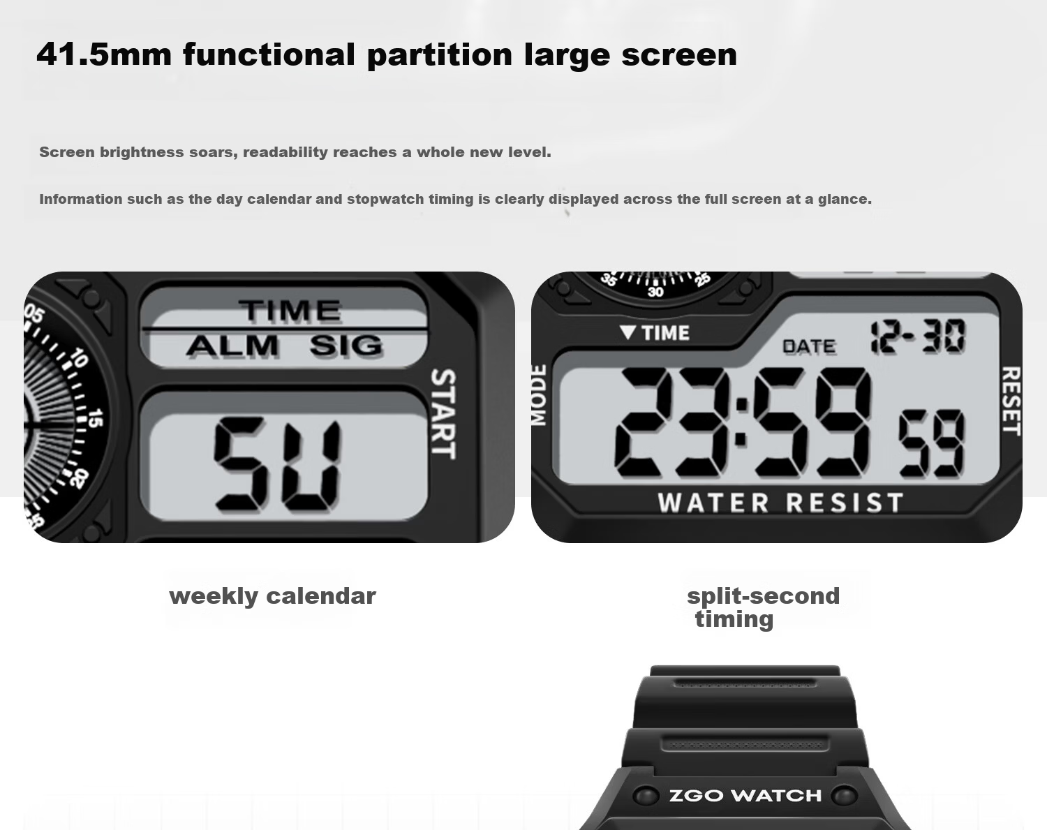 ZGO Men's Vintage Style Digital Watch Student Waterproof Small Square Sports Electronic Watch for High School and Middle School Students 6