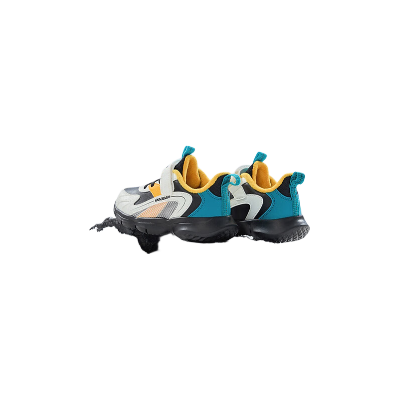 QIAODAN Boys' Cotton Shoes Children's Running Shoes Winter Toddler Velcro Sports Shoes Black/Ivory Size 33