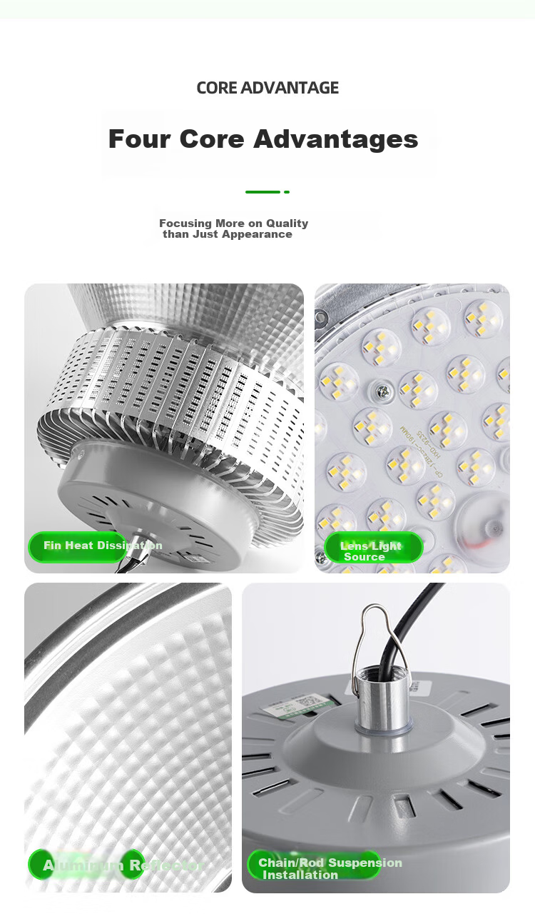 Biuyum LED Industrial Workshop Light Factory Warehouse High Power 200W Pendant Chain Mining Lamp White Light 6