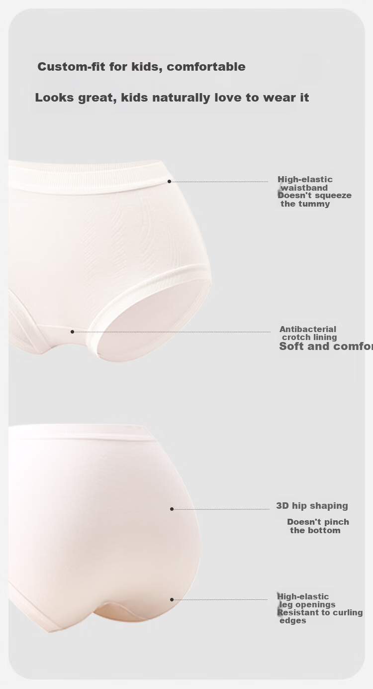 Jiusuiban First Wear No-Wash Children's Underwear Girls 7A Antibacterial Milk Cotton Briefs Large Kids Silk Crotch Travel Shorts 8