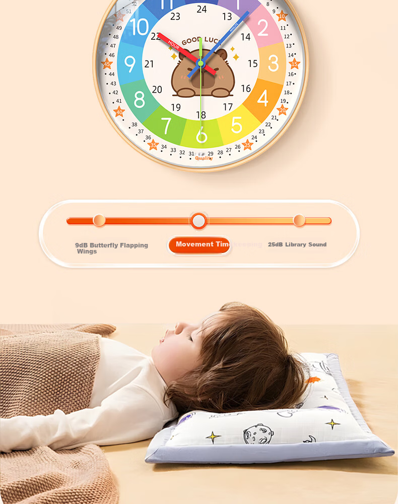 Zhong Xiaobai Wall Clock 2026 New Cartoon Silent Quartz Clock for Living Room Kids Bedroom No Drilling Required 13