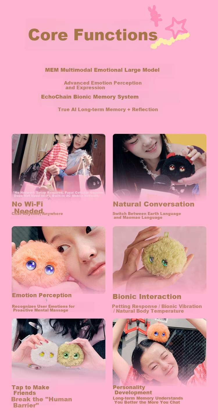 Fuzozo AI Emotional Trend Plush Companion Robot Electronic Pet Portable Five Elements Fire 3
