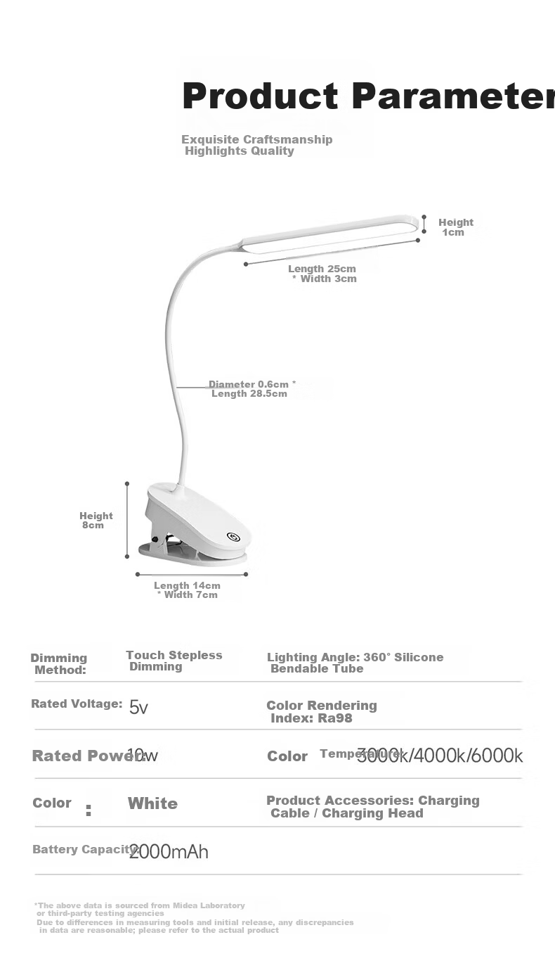 HP Pure Eye Protection Desk Lamp for Children and Students, Bedroom Bedside Lamp, Dormitory Study Reading Light 12